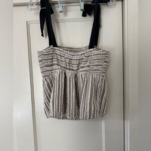 Maeve Anthropologie Cream and Black Striped Blouse Size XS